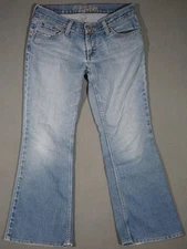 XA11468 COOL **AMERICAN EAGLE** HIPSTER BOOT CUT LEG WOMENS BLUE JEANS sz6 SHORT