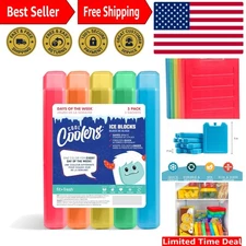 Compact & Durable 5-Pack Rainbow Ice Packs - Perfect for Lunch Boxes & Cooling