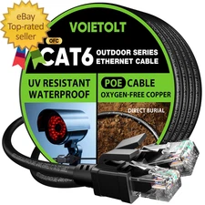 Cat 6 Outdoor Ethernet 100 Ft 10Gbps 550Mhz Pure Copper Network Internet Cable