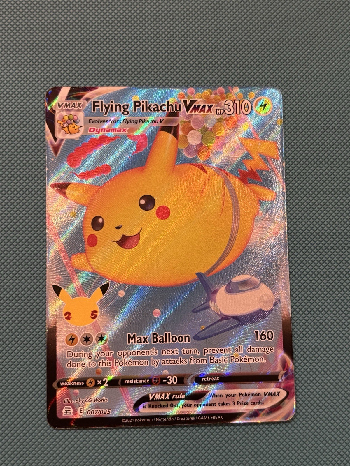 Pokemon Flying Pikachu VMAX 007/025 Celebrations NM