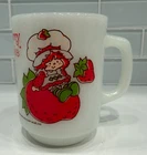 Vintage Strawberry Shortcake Mug Milk Glass Anchor Hocking 1980 - SO CUTE!