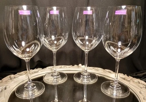 4 Waterford Marquis VINTAGE Crystal Red Wine Glasses Goblets SET Original Labels