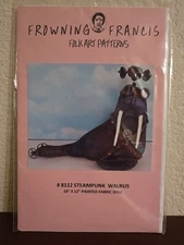 Frowning Francis Folk Art Pattern Steampunk Walrus Fabric Cloth Doll #8112