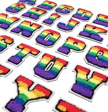 Rainbow Pride 3D 4cm Chenille Patch Letter Patches Iron on Alphabet Embroidery