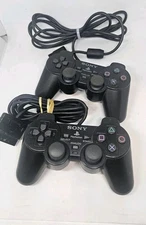 Lot of 2 Sony PS2 OEM Black Playstation 2 Controller AUTHENTIC WORKING