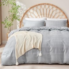 100 Natural Cotton 3pcs Plaid Duvet Cover Sets, Checkered King 104" 90" 0407