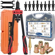 Rivet Nut Tool Kit, Rivnut Tool Kit with 8 Metric and SAE Mandrels (M5, M6, M...