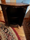 Curved Front Brown Wood Cabinet Floral Pattern 2 Door 1 Shelf Freestanding — photo 5