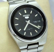 Vintage Seiko 5 Automatic Watch for Men Black Dial Working Perfectly
