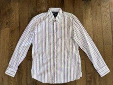 Men BOSS HUGO Regular Fit Stripe Dress Shirt, Purple, Size M