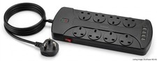 IEcoPower 8 Way Extension Lead Surge Protected 4 USB Ports Power Strip 1.5m
