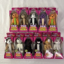 Vintage PEZ Fuzzy Friends CAT, DOG, and BEAR Dispensers (Lot of 11) New Sealed 