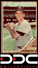 1962 Topps #117b Gary Geiger Boston Red Sox Green Tint Excellent