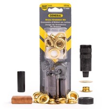 General Tools 1/2" Grommet Tool Kit - 12 Solid Brass Kit, Multicolor