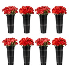 8-Pack Black Galvanized Metal Bucket Vases For Elegant Flower Arrangements