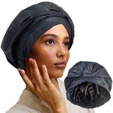 Reusable Shower Cap for Women Waterproof   One Size, Black