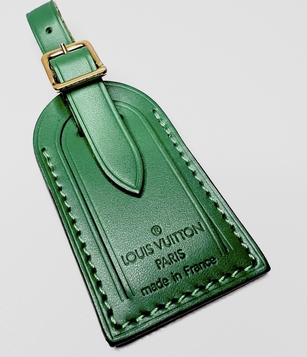 Louis Vuitton Green Leather Name Tag Small Leather Goldtone France