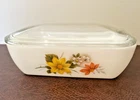New ListingVintage Pyrex JAJ Autumn Glory Small Refrigerator Dish Butter Dish w Lid Milk Gl