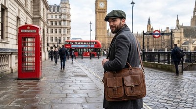 Crazy Horse Leather Messenger Bag Men 16 Inch Laptop Briefcase Vintage Satchel 
