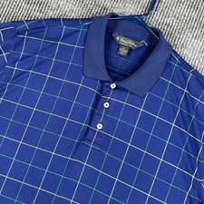 Brooks Brothers Polo Shirt Mens XL Extra Large Blue Check Short Sleeve Golf