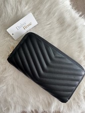 NEW Daisy Rose Women Dual Zip Black Wallet Phone Clutch Card Organize Vegan