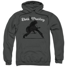 Elvis Presley Overprint Mens Hoodie Charcoal Officially Licensed