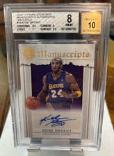 2016-17 Excalibur Manuscripts Autographs Holo GOLD Kobe Bryant /10 BGS 8 Auto 10