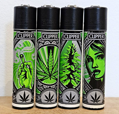 Clipper Feuerzeuge RED PIN 4er Set Serie ''Grass Art 1''/unnamed selten neuwertig