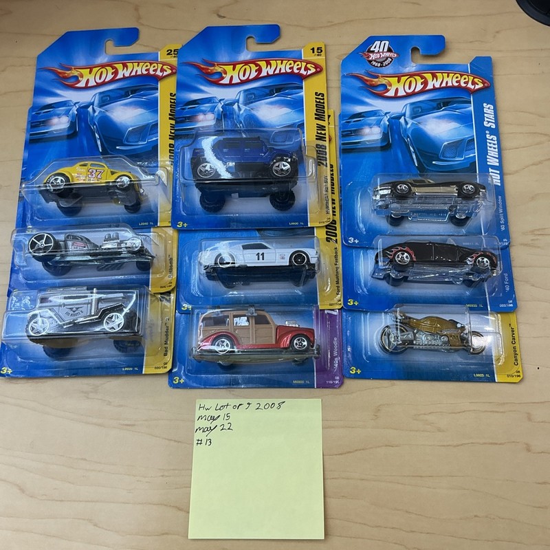 Hotwheels 2008 Lot Of 9 Ford Fastback Mustang, 63 Split Window, 40s Woodie