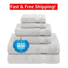 Classic Platinum Grey Towel Set: 6-Piece Cotton Collection, OEKO-TEX Certified