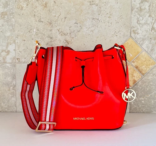 Michael Kors Eden XS Bucket Shoulder Crossbody Leather Bag Mandarin