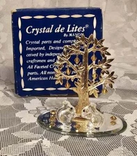 Vtg Manon Crystal de Lites Squirrels Acorns Tree on Mirror with Box