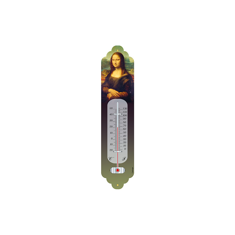 Thermomètre intérieur extérieur La Joconde en métal thermomètre mural 28cm