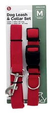 Sona Enterprise Medium Red Dog Leash & Collar Set -   2553LC-M-RR