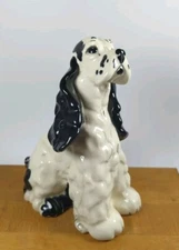 Vintage Kay Finch Cocker Spaniel Black & White Sitting HTF Kitsch 