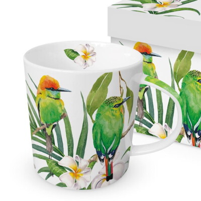 Carola Pabst Geschenk-Set Becher ''Bali '' tropische Vögel Orchidee Vogel tropical