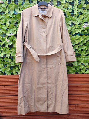 Aquascutum Aqua womens long beige mac trench coat with belt