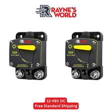 2 PACK 50 Amp 12-48V DC Circuit Breaker Heavy Duty Cars/Boats/Solar/Inverter/RV