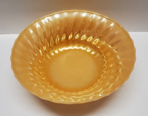 Vintage Fire King Peach Luster Serving Bowl 8.5" Ovenproof Glass Anchor Hocking