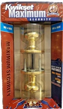 Kwikset Door Knob Maximum Security Bed and Bath Lock Set Polished Brass 300SY
