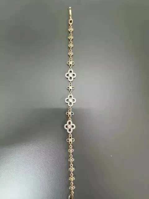 Женский стильный теннисный браслет 6 карат с круглым искусственным бриллиантом покрытие розовым золотом 14 карат - Изображение 2 из 4