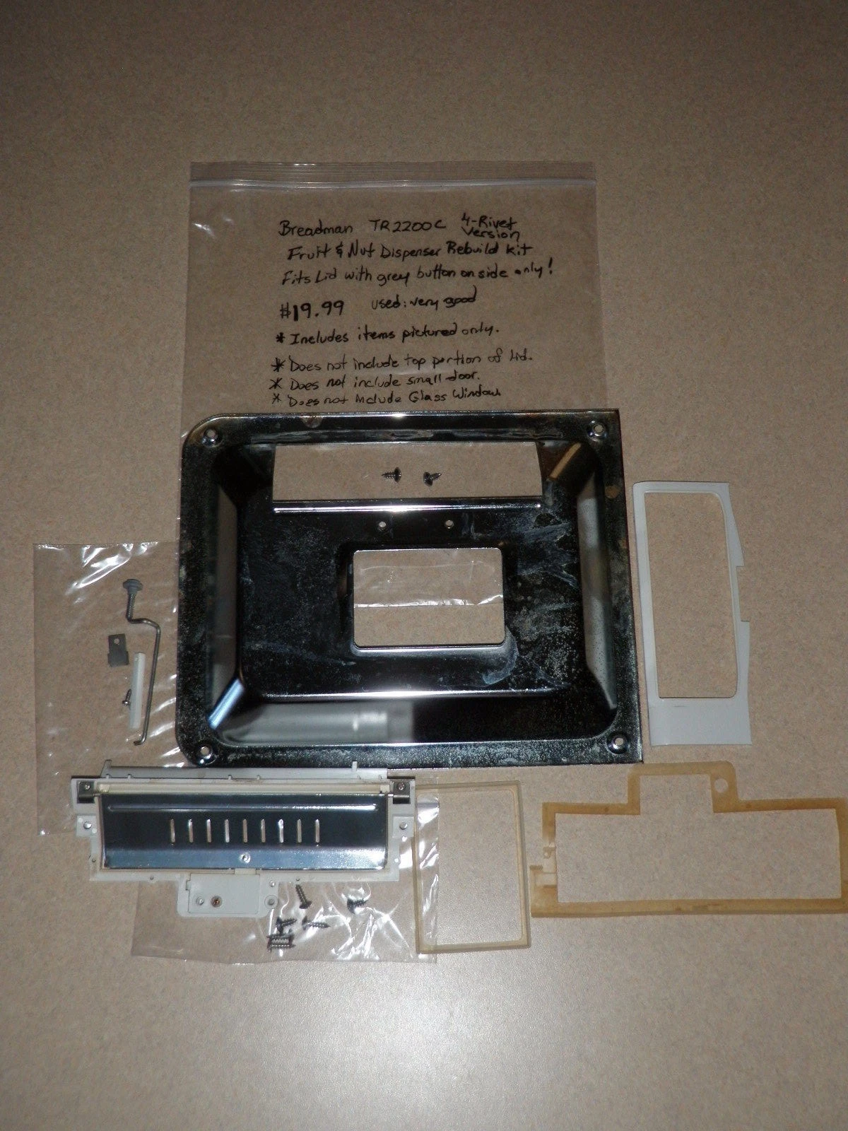 Breadman Bread Maker Fruit & Nut Dispenser Rebuild Kit TR2200C (4-rivet only)