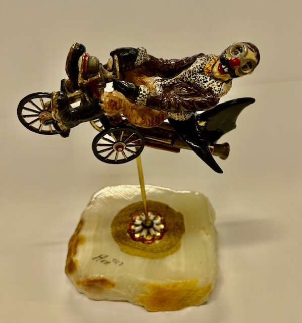 Rare Ron Lee Clown on Bicycle Rocket Airplane Figurine Free USA Shipping