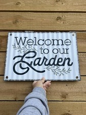 NEW - Welcome To Our Garden Corrugated Metal Tin Sign 17  
