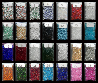 ROCAILLES 5/0 *ca. 4,5 mm *20gr.* Silbereinzug, gestreift, Satt, Transparent....