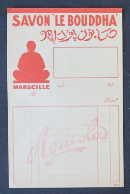 Invoice MARSEILLE 1930 SOAP THE BUDDHA soap illustrated billhead 109
