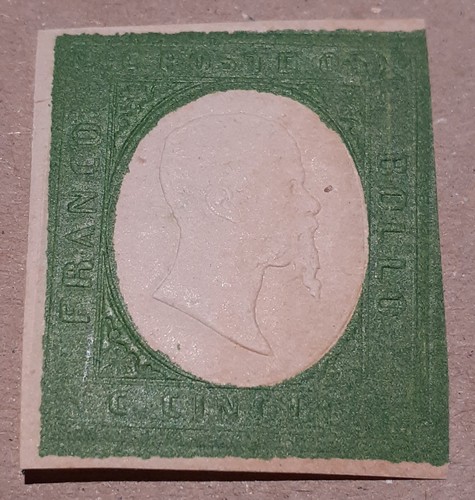Sardinia 1854 5 c. not issued - Diena certificate - Saxon 10 - AUTHENTIC