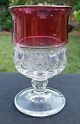 Ruby Flashed Kings Crown Wine Goblet 4oz 4¼'' Tall
