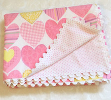Receiving Baby Blanket. Pink Baby Blanket. All Hearts Baby Girl Blanket.