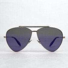  440 Alexander McQueen Aviator Sunglasses Blue Reflective AM0058S 442139 7015